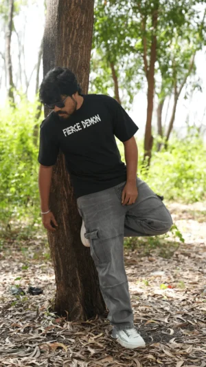 Premium Puff Printed Cotton T-Shirt – Black