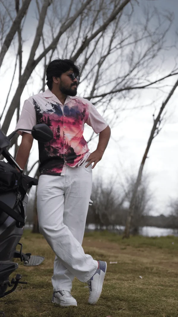 Oversized Popcorn Shirt – White Sunset