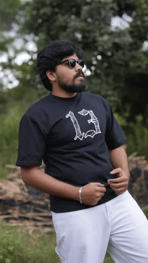 Premium Puff Printed Cotton T-Shirt2– Black